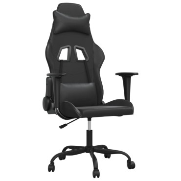 vidaXL Καρέκλα Gaming Μασάζ Μαύρη από Συνθετικό Δέρμα 66,5x61x(118-127,5)cm 1 τεμ.
