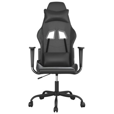 vidaXL Καρέκλα Gaming Μασάζ Μαύρη από Συνθετικό Δέρμα 66,5x61x(118-127,5)cm 1 τεμ.