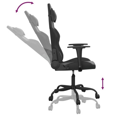 vidaXL Καρέκλα Gaming Μασάζ Μαύρη από Συνθετικό Δέρμα 66,5x61x(118-127,5)cm 1 τεμ.