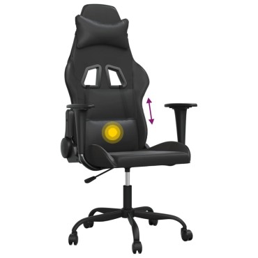 vidaXL Καρέκλα Gaming Μασάζ Μαύρη από Συνθετικό Δέρμα 66,5x61x(118-127,5)cm 1 τεμ.