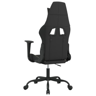 vidaXL Καρέκλα Μασάζ Gaming Μαύρη και Κρεμ Υφασμάτινη 65x62,5x(120-130)cm 1 τεμ.