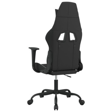 vidaXL Καρέκλα Μασάζ Gaming Μαύρη και Λευκή Υφασμάτινη 65x62,5x(120-130)cm 1 τεμ.