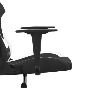 vidaXL Καρέκλα Μασάζ Gaming Μαύρη και Λευκή Υφασμάτινη 65x62,5x(120-130)cm 1 τεμ.