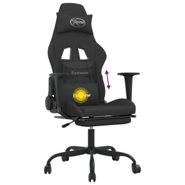 vidaXL Καρέκλα Μασάζ Gaming Μαύρη Ύφασμα με Υποπόδιο 66x58x(120-130)cm 1 τεμ.