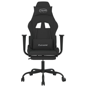 vidaXL Καρέκλα Μασάζ Gaming Μαύρη Ύφασμα με Υποπόδιο 66x58x(120-130)cm 1 τεμ.