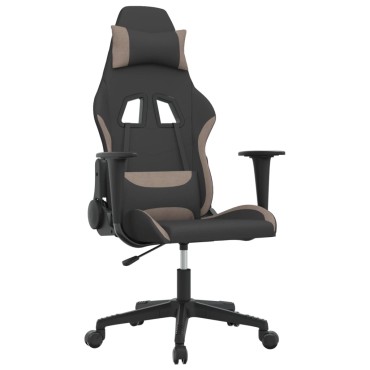 vidaXL Καρέκλα Μασάζ Gaming Μαύρη και Taupe Υφασμάτινη 65x58x(118-128)cm 1 τεμ.