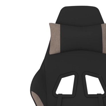 vidaXL Καρέκλα Μασάζ Gaming Μαύρη και Taupe Υφασμάτινη 65x58x(118-128)cm 1 τεμ.