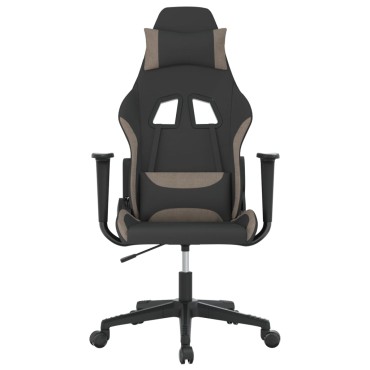 vidaXL Καρέκλα Μασάζ Gaming Μαύρη και Taupe Υφασμάτινη 65x58x(118-128)cm 1 τεμ.