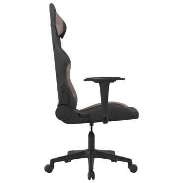 vidaXL Καρέκλα Μασάζ Gaming Μαύρη και Taupe Υφασμάτινη 65x58x(118-128)cm 1 τεμ.
