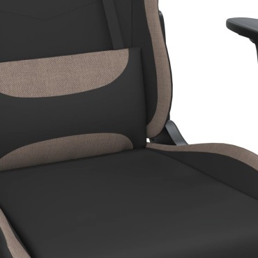 vidaXL Καρέκλα Μασάζ Gaming Μαύρη και Taupe Υφασμάτινη 65x58x(118-128)cm 1 τεμ.