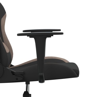 vidaXL Καρέκλα Μασάζ Gaming Μαύρη και Taupe Υφασμάτινη 65x58x(118-128)cm 1 τεμ.