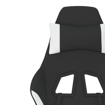 vidaXL Καρέκλα Μασάζ Gaming Μαύρη και Λευκή Υφασμάτινη 65x58x(118-128)cm 1 τεμ.