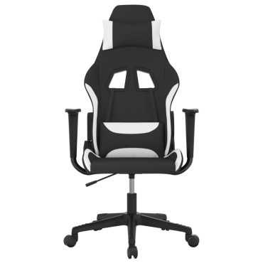 vidaXL Καρέκλα Μασάζ Gaming Μαύρη και Λευκή Υφασμάτινη 65x58x(118-128)cm 1 τεμ.