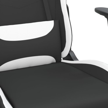 vidaXL Καρέκλα Μασάζ Gaming Μαύρη και Λευκή Υφασμάτινη 65x58x(118-128)cm 1 τεμ.