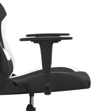 vidaXL Καρέκλα Μασάζ Gaming Μαύρη και Λευκή Υφασμάτινη 65x58x(118-128)cm 1 τεμ.