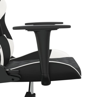 vidaXL Καρέκλα Gaming Μασάζ Ασπρόμαυρη από Συνθετικό Δέρμα 64x60x(117-127)cm 1 τεμ.