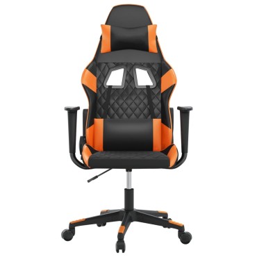 vidaXL Καρέκλα Gaming Μασάζ Μαύρο/πορτοκαλί από Συνθετικό Δέρμα 64x60x(117-127)cm 1 τεμ.