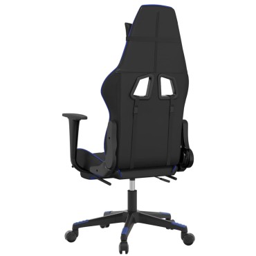 vidaXL Καρέκλα Gaming Μασάζ Υποπόδιο Μαύρο & Μπλε από Συνθετικό Δέρμα 64x60x(117-127)cm 1 τεμ.
