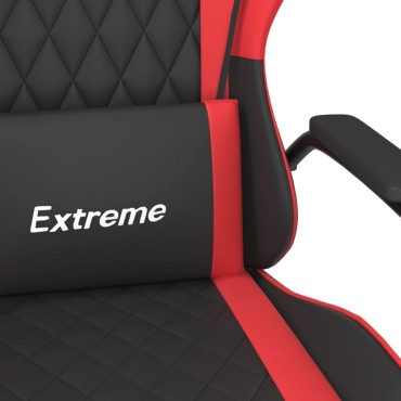vidaXL Καρέκλα Gaming Μασάζ Μαύρο/Κόκκινο από Συνθετικό Δέρμα 54x61,5x(118,5-128)cm 1 τεμ.