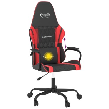 vidaXL Καρέκλα Gaming Μασάζ Μαύρο/Κόκκινο από Συνθετικό Δέρμα 54x61,5x(118,5-128)cm 1 τεμ.