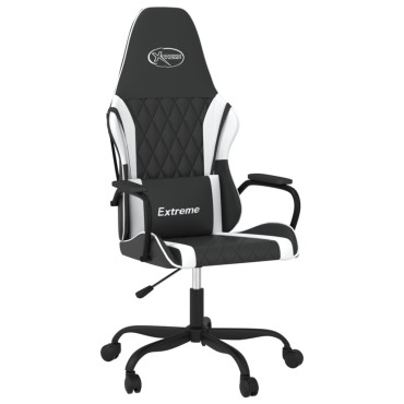 vidaXL Καρέκλα Gaming Μασάζ Ασπρόμαυρη από Συνθετικό Δέρμα 54x61,5x(118,5-128)cm 1 τεμ.