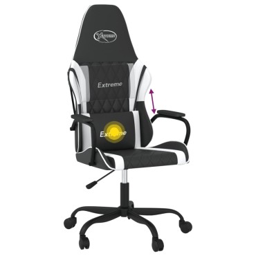 vidaXL Καρέκλα Gaming Μασάζ Ασπρόμαυρη από Συνθετικό Δέρμα 54x61,5x(118,5-128)cm 1 τεμ.
