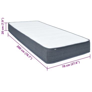 vidaXL Στρώμα Boxspring 200x70x 20cm μέτριας απαλότητας Υφασμάτινο 1 τεμ.