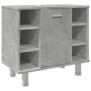 vidaXL Ντουλάπι Νιπτήρα Γκρι Σκυροδέματος 60x32x53,5cm Επεξ. Ξύλο 1 τεμ.