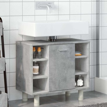 vidaXL Ντουλάπι Νιπτήρα Γκρι Σκυροδέματος 60x32x53,5cm Επεξ. Ξύλο 1 τεμ.