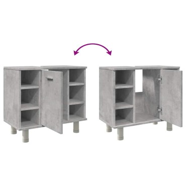 vidaXL Ντουλάπι Νιπτήρα Γκρι Σκυροδέματος 60x32x53,5cm Επεξ. Ξύλο 1 τεμ.