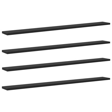 vidaXL Ράφι Βιβλίων 3 επιπέδων 4 τεμ. 100x10x1,5cm Μαύρο