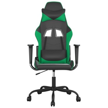 vidaXL Καρέκλα Gaming Μαύρο/πράσινο από Συνθετικό Δέρμα 66x56x(120,5-131)cm 1 τεμ.