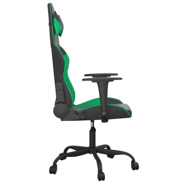 vidaXL Καρέκλα Gaming Μαύρο/πράσινο από Συνθετικό Δέρμα 66x56x(120,5-131)cm 1 τεμ.