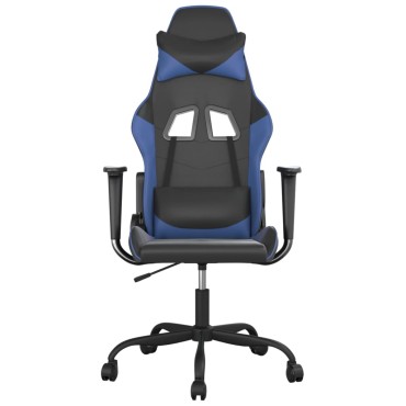 vidaXL Καρέκλα Gaming Μασάζ Μαύρο/Μπλε από Συνθετικό Δέρμα 66,5x61x(118-127,5)cm 1 τεμ.