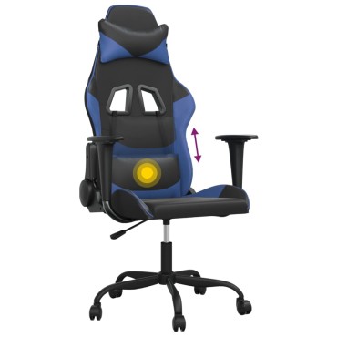 vidaXL Καρέκλα Gaming Μασάζ Μαύρο/Μπλε από Συνθετικό Δέρμα 66,5x61x(118-127,5)cm 1 τεμ.