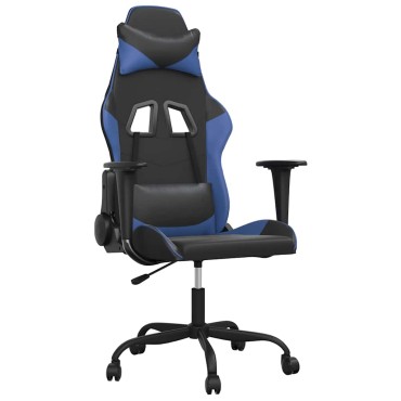 vidaXL Καρέκλα Gaming Μαύρο/Μπλε από Συνθετικό Δέρμα 66x56x(120,5-131)cm 1 τεμ.