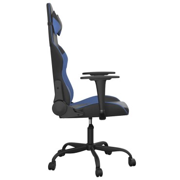 vidaXL Καρέκλα Gaming Μαύρο/Μπλε από Συνθετικό Δέρμα 66x56x(120,5-131)cm 1 τεμ.