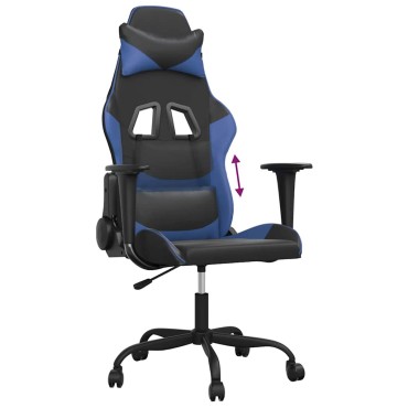 vidaXL Καρέκλα Gaming Μαύρο/Μπλε από Συνθετικό Δέρμα 66x56x(120,5-131)cm 1 τεμ.
