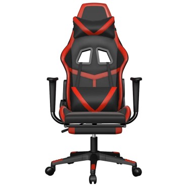 vidaXL Καρέκλα Gaming Μασάζ Υποπόδιο Μαύρο/Πράσινο από Συνθετικό Δέρμα 67x64x(116-127)cm 1 τεμ.