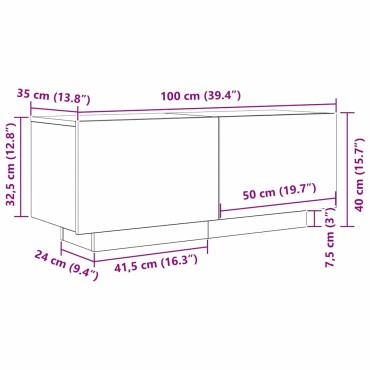 vidaXL Ντουλάπι TV 100x35x40cm Μαύρη Οξυά Επεξεργασμένο Ξύλο