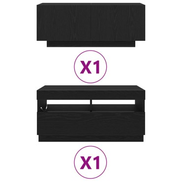 vidaXL Σετ επίπλου τηλεόρασης 2 τμχ. Μαύρο Επεξεργασμένο Ξύλο