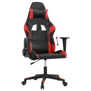 vidaXL Καρέκλα Gaming Μασάζ Μαύρο/Κόκκινο από Συνθετικό Δέρμα 64x60x(117-127)cm 1 τεμ.