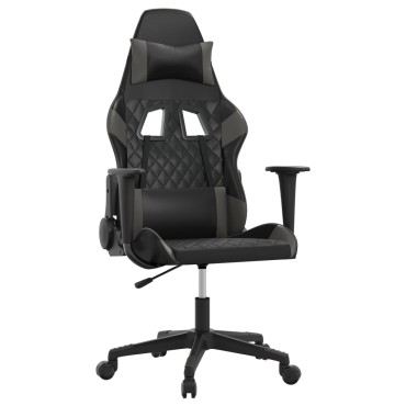 vidaXL Καρέκλα Gaming Μαύρο/Γκρι από Συνθετικό Δέρμα 64x60x(117-127)cm 1 τεμ.