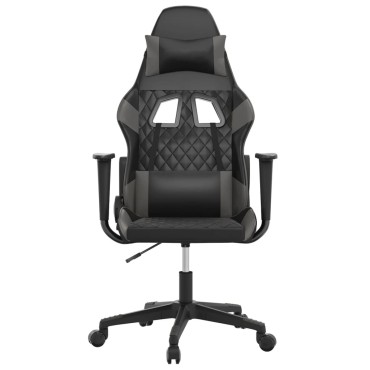 vidaXL Καρέκλα Gaming Μαύρο/Γκρι από Συνθετικό Δέρμα 64x60x(117-127)cm 1 τεμ.