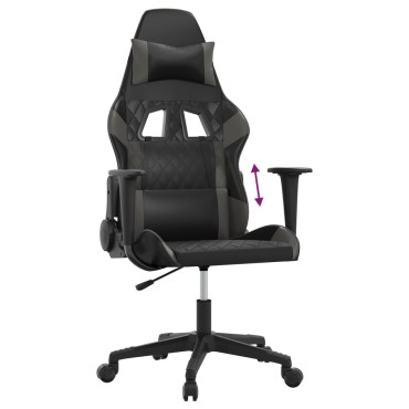 vidaXL Καρέκλα Gaming Μαύρο/Γκρι από Συνθετικό Δέρμα 64x60x(117-127)cm 1 τεμ.