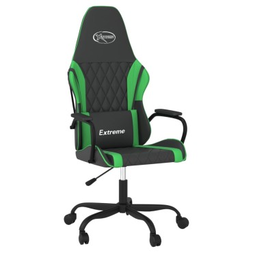 vidaXL Καρέκλα Gaming Μαύρο/πράσινο από Συνθετικό Δέρμα 54x61,5x(118,5-128)cm 1 τεμ.