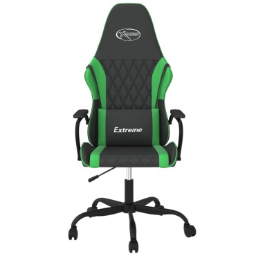 vidaXL Καρέκλα Gaming Μαύρο/πράσινο από Συνθετικό Δέρμα 54x61,5x(118,5-128)cm 1 τεμ.