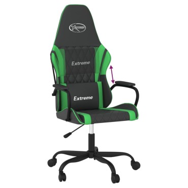vidaXL Καρέκλα Gaming Μαύρο/πράσινο από Συνθετικό Δέρμα 54x61,5x(118,5-128)cm 1 τεμ.