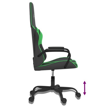 vidaXL Καρέκλα Gaming Μαύρο/πράσινο από Συνθετικό Δέρμα 54x61,5x(118,5-128)cm 1 τεμ.