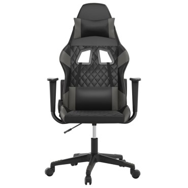 vidaXL Καρέκλα Gaming Μασάζ Μαύρο/Γκρι από Συνθετικό Δέρμα 64x60x(117-127)cm 1 τεμ.